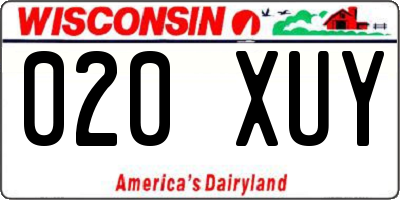 WI license plate 020XUY