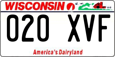 WI license plate 020XVF