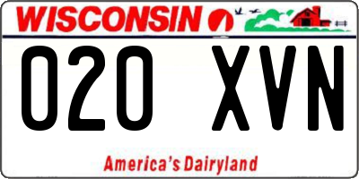 WI license plate 020XVN
