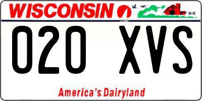 WI license plate 020XVS