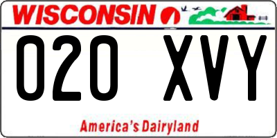 WI license plate 020XVY