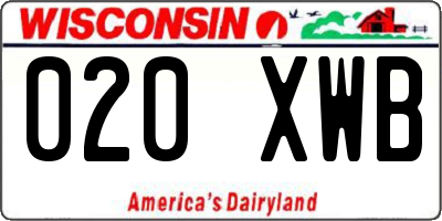 WI license plate 020XWB