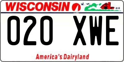 WI license plate 020XWE