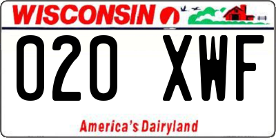 WI license plate 020XWF