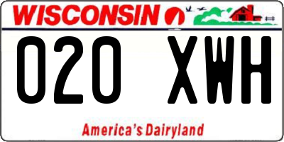 WI license plate 020XWH