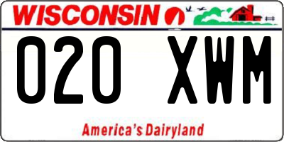 WI license plate 020XWM