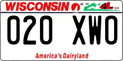WI license plate 020XWO