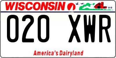 WI license plate 020XWR