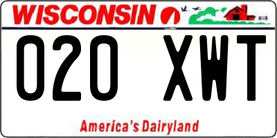 WI license plate 020XWT
