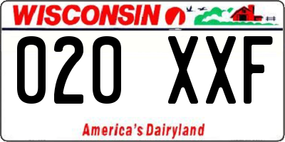 WI license plate 020XXF