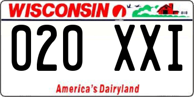 WI license plate 020XXI