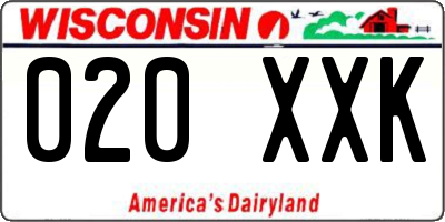 WI license plate 020XXK