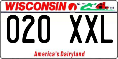 WI license plate 020XXL