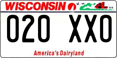 WI license plate 020XXO
