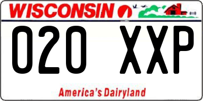 WI license plate 020XXP