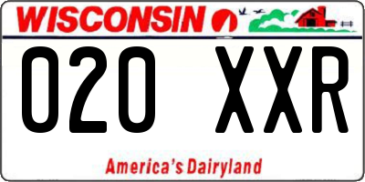 WI license plate 020XXR