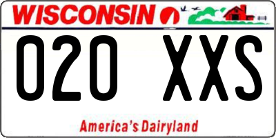 WI license plate 020XXS