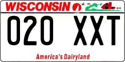 WI license plate 020XXT