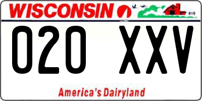 WI license plate 020XXV