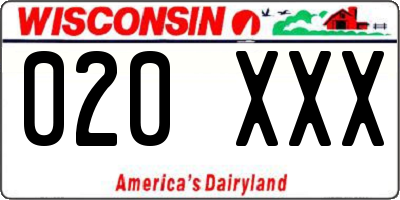 WI license plate 020XXX