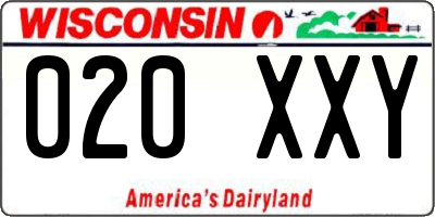 WI license plate 020XXY
