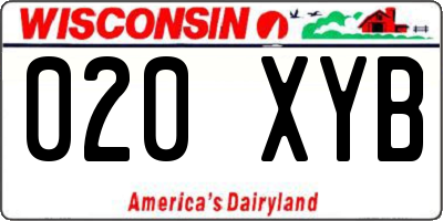 WI license plate 020XYB