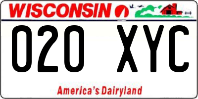 WI license plate 020XYC