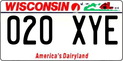 WI license plate 020XYE