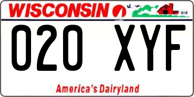 WI license plate 020XYF