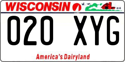 WI license plate 020XYG