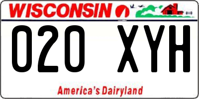 WI license plate 020XYH