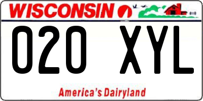 WI license plate 020XYL
