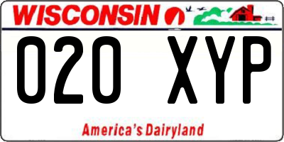WI license plate 020XYP