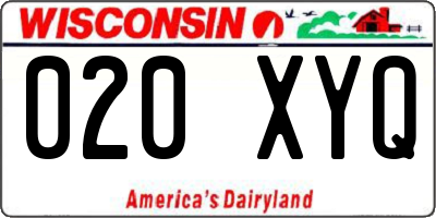 WI license plate 020XYQ