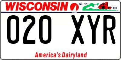 WI license plate 020XYR