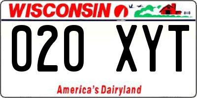 WI license plate 020XYT