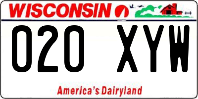 WI license plate 020XYW