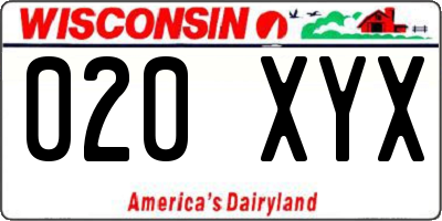 WI license plate 020XYX