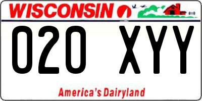 WI license plate 020XYY