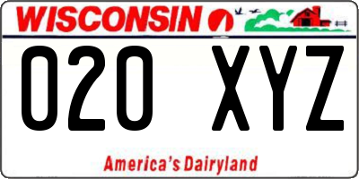 WI license plate 020XYZ