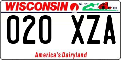 WI license plate 020XZA