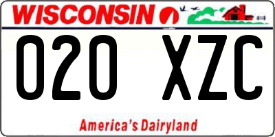 WI license plate 020XZC