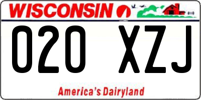 WI license plate 020XZJ