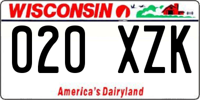 WI license plate 020XZK