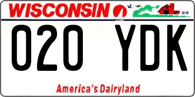 WI license plate 020YDK
