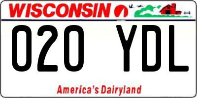 WI license plate 020YDL