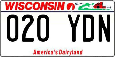 WI license plate 020YDN