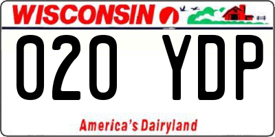 WI license plate 020YDP