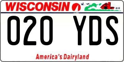 WI license plate 020YDS