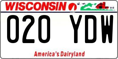 WI license plate 020YDW